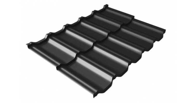 Профиль волновой модульный квинта uno GL c 3D резом 0,45 Drap RAL 9005 черный цвет