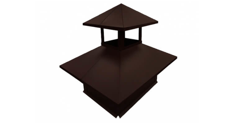 Дымник на трубу двойной 500х500мм 0.45 PE с пленкой RAL 8017 шоколад