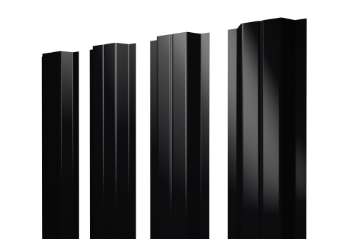 Штакетник П-образный А с прямым резом 0,5 Satin RAL 9005 черный