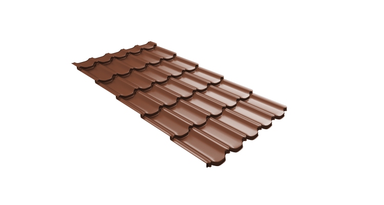 Металлочерепица  квинта плюс Grand Line c 3D резом 0,45 Drap ST RAL 8004 терракота
