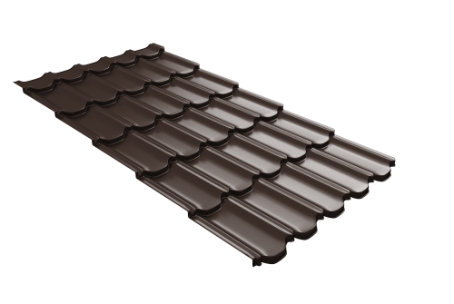 Металлочерепица  квинта плюс Grand Line c 3D резом 0,45 Drap-double TX RAL 8017 шоколад