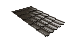 Металлочерепица  квинта плюс Grand Line c 3D резом 0,45 PE-Double RR 32 темно-коричневый