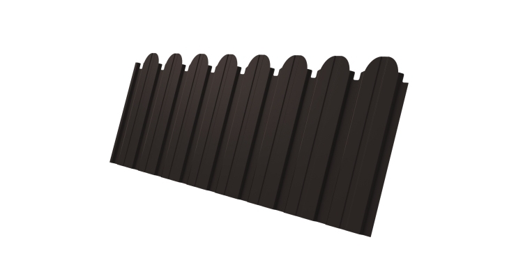 Профнастил С10В фигурный Grand Line 0.5 GreenCoat Pural BT, matt с пленкой RR 32 темно-коричневый