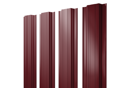 Штакетник Прямоугольный с прямым резом 0,45 Drap TX RAL 3005 красное вино