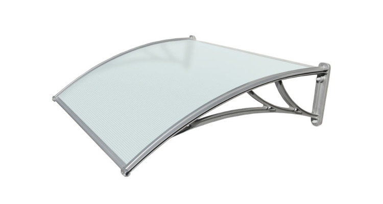 Козырек Krovent из поликарбоната 1200х930х280 серебристый (серебристый кронштейн)