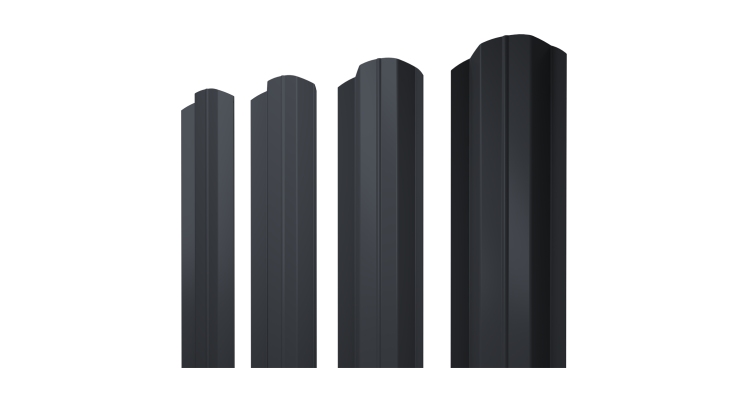 Штакетник М-образный В фигурный 0,45 Drap TX RAL 7024 мокрый асфальт