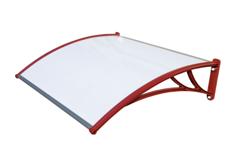 Козырек Krovent из поликарбоната 1500х930х280 молочный (красный кронштейн)